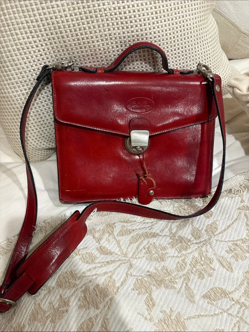 Leather Key-Style Phone Charm in Red